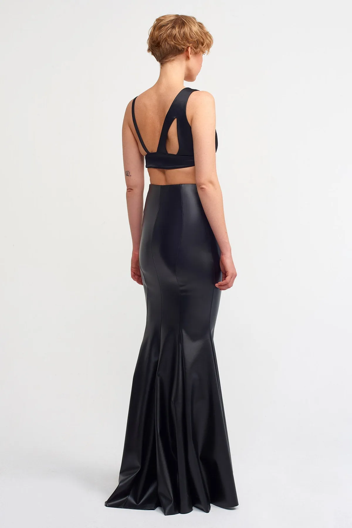 Nu Vegan Leather Mermaid Skirt Black