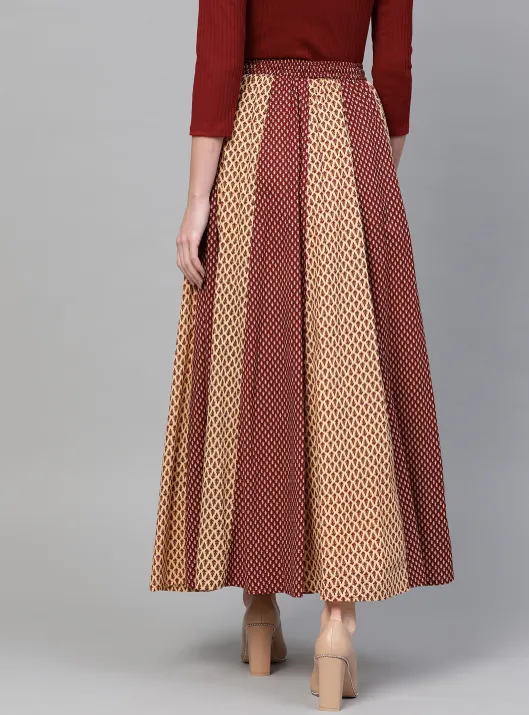 Printed Flared Maxi Skirt