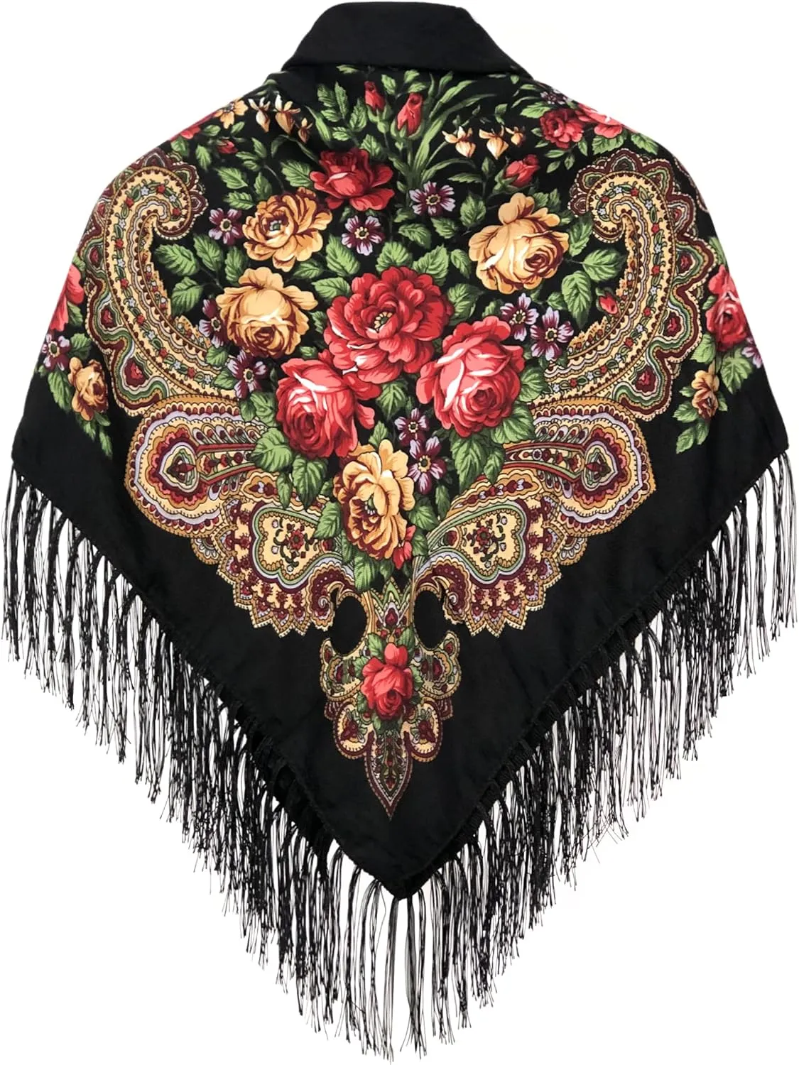 Russian Style Muffler Warm Scarf with Tassel Women's Traditional Scarf Wrap Shawl Fringes Printing Cape