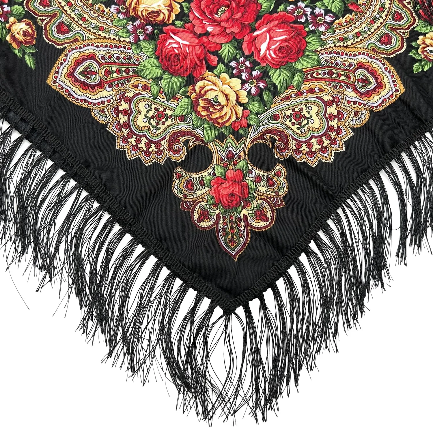 Russian Style Muffler Warm Scarf with Tassel Women's Traditional Scarf Wrap Shawl Fringes Printing Cape