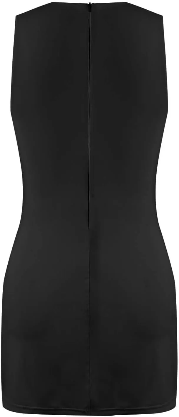 Skort Dress for Women Sleeveless Bodycon Side Slit Mini Tennis Dress with Shorts Cute Summer Active Comfy Shift Dresses