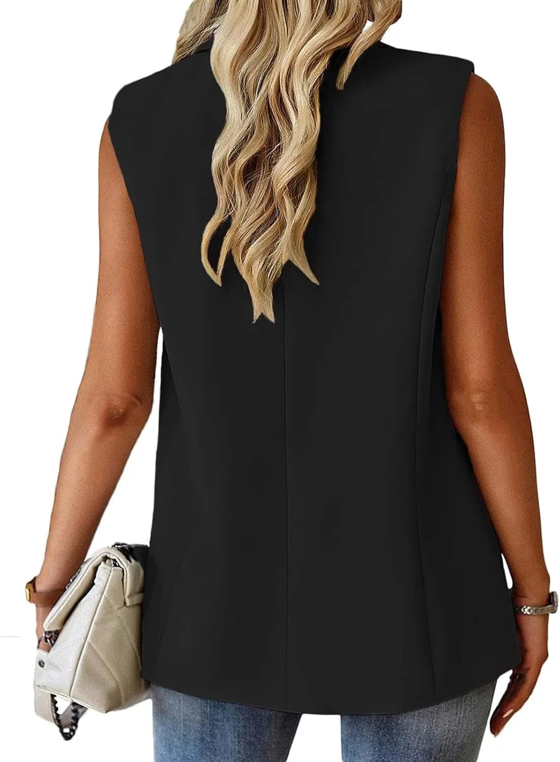 Sleeveless Blazer Vest for Women Work Office Blazers Open Front Single Button Summer Jacket Lightweight Jackets