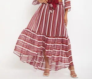 Striped Flared Maxi Skirt