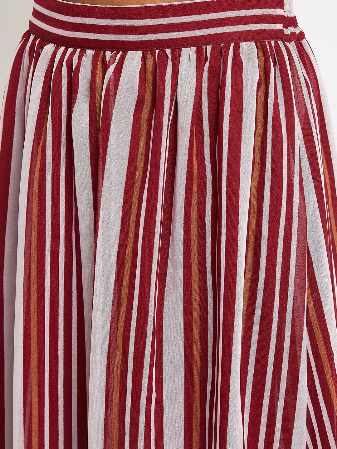 Striped Flared Maxi Skirt