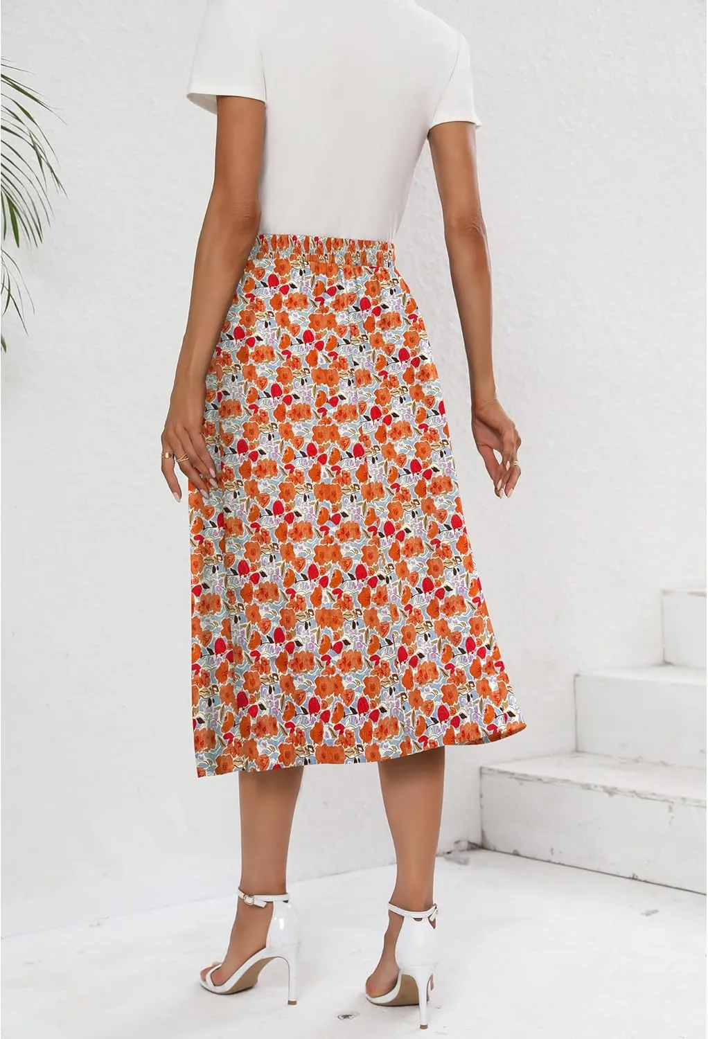 Summer Skirts with Pockets 2025 Boho Midi Length Skirt High Waisted Beach Cover Up for Women Trendy(S-2XL)