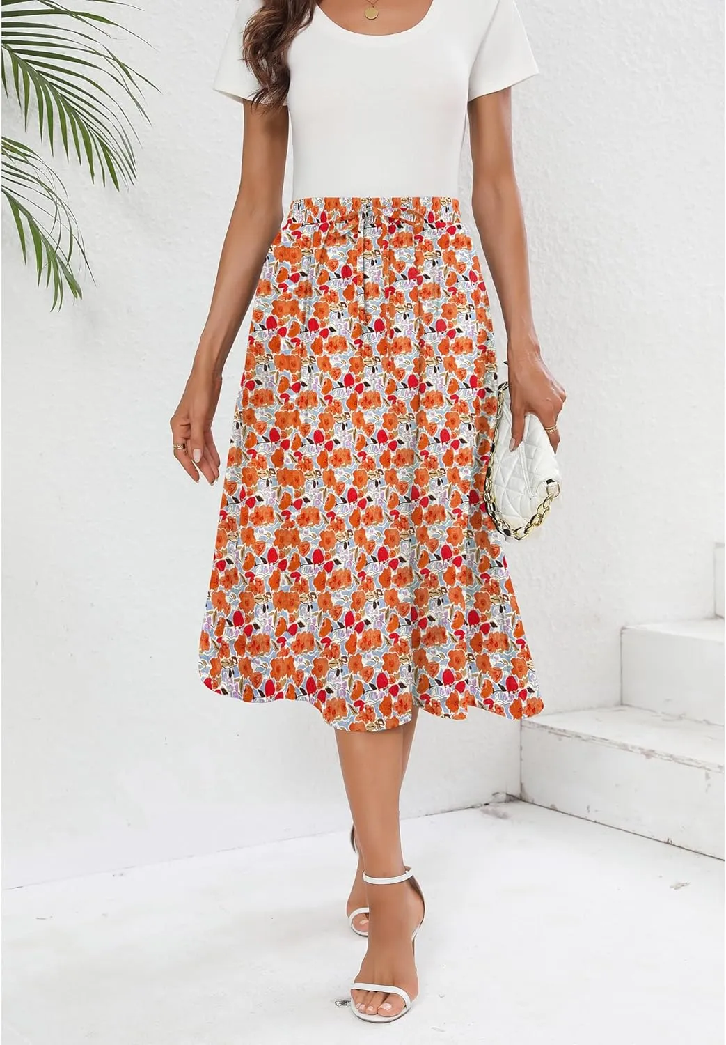 Summer Skirts with Pockets 2025 Boho Midi Length Skirt High Waisted Beach Cover Up for Women Trendy(S-2XL)