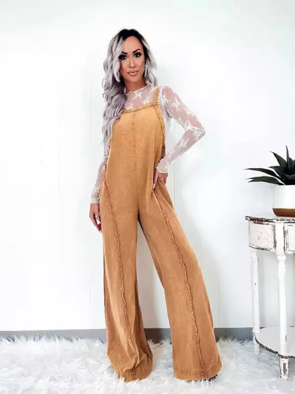 Trendy Wide-Leg Denim Playsuit Overalls for Women