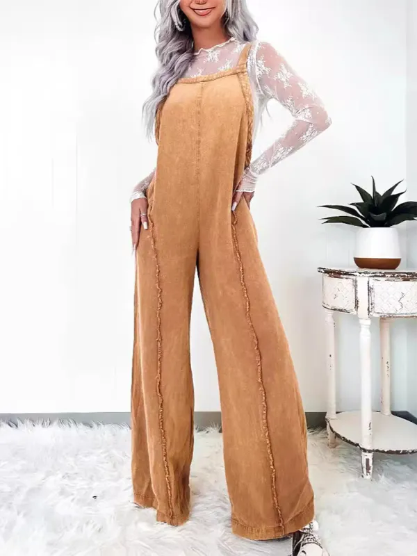 Trendy Wide-Leg Denim Playsuit Overalls for Women
