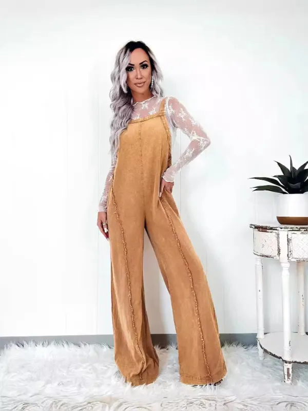 Trendy Wide-Leg Denim Playsuit Overalls for Women