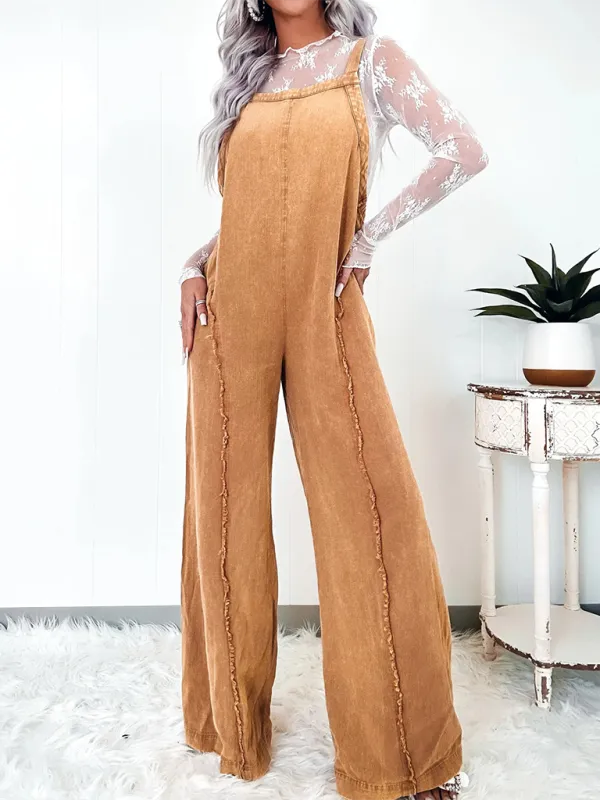 Trendy Wide-Leg Denim Playsuit Overalls for Women