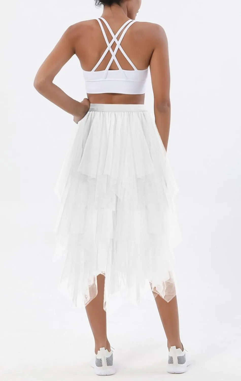 Tulle Skirts for Women Midi Long Tutu Skirt A-Line Mesh Layered Fairy Trendy High Elastic Waist Halloween Skirts