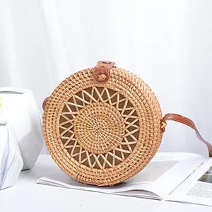 Vintage Hand-Woven Rattan Beach Bag