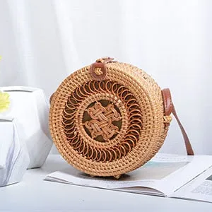 Vintage Hand-Woven Rattan Beach Bag