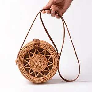 Vintage Hand-Woven Rattan Beach Bag