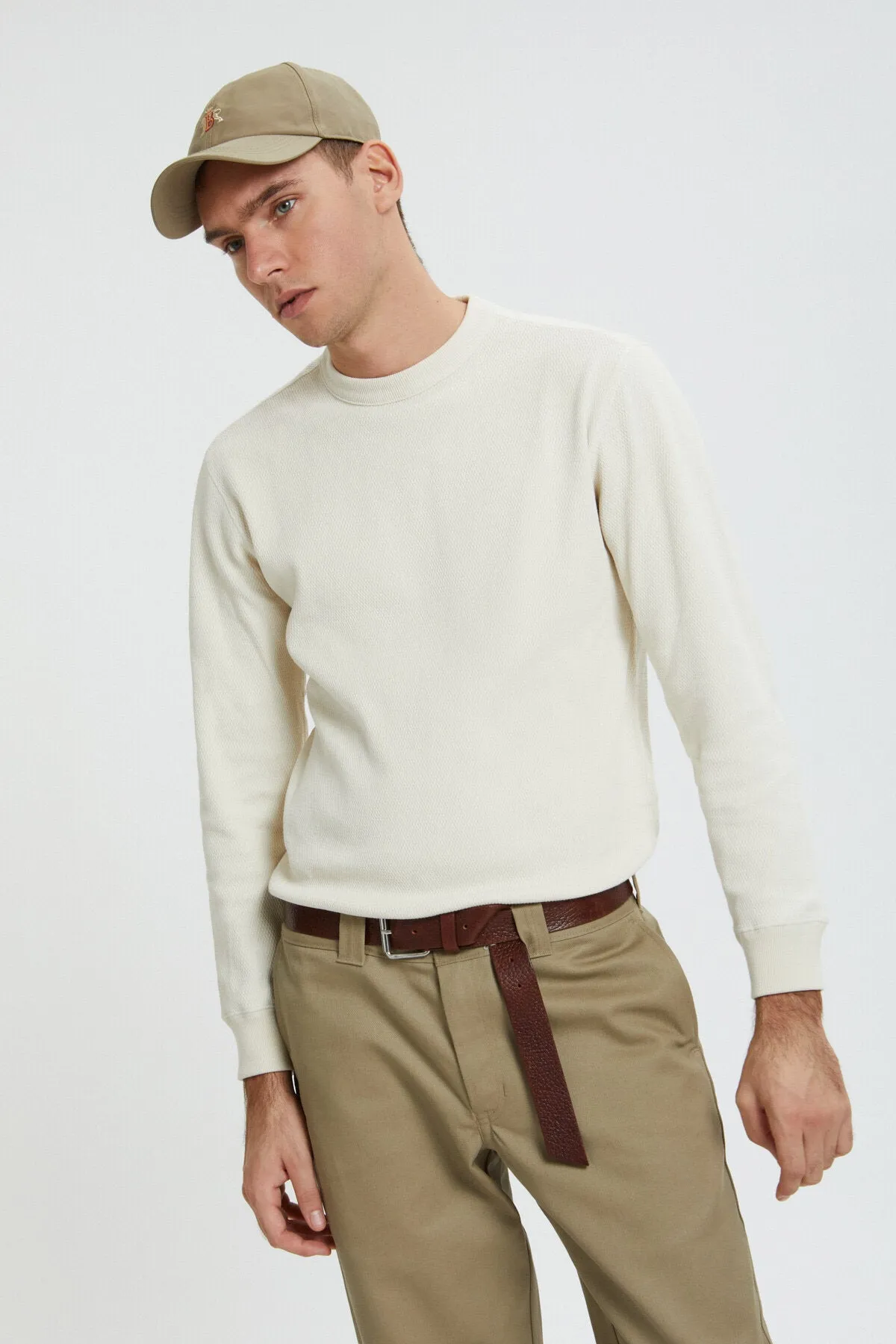 WAFFLE KNIT THERMAL CREW