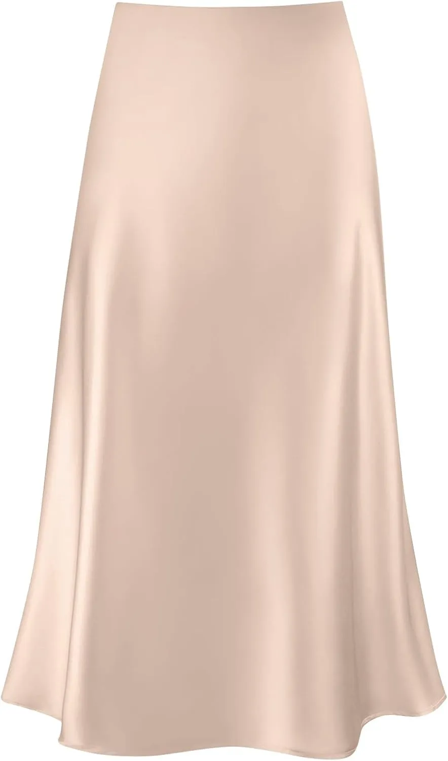 Women's Midi Satin Skirt Dressy Casual High Waisted A Line Flowy Ruffle Elegant Summer Party Cocktail Calf Length Skirts