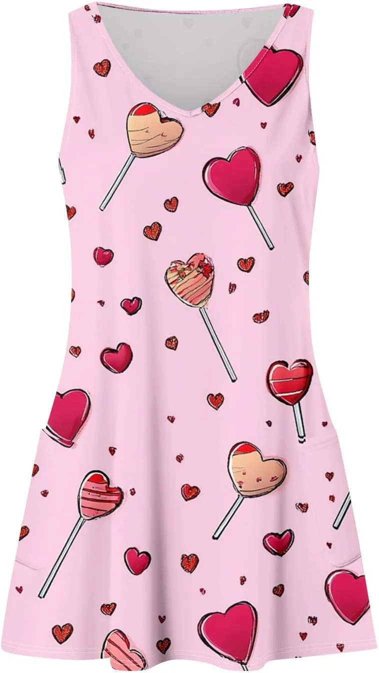 Women's Summer Dresses V Neck Casual Sundress 2025 Beach Swimsuit Coverup Vacation Sleeveless Dress with Pocket