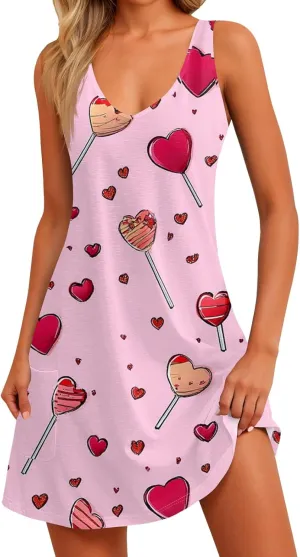 Women's Summer Dresses V Neck Casual Sundress 2025 Beach Swimsuit Coverup Vacation Sleeveless Dress with Pocket