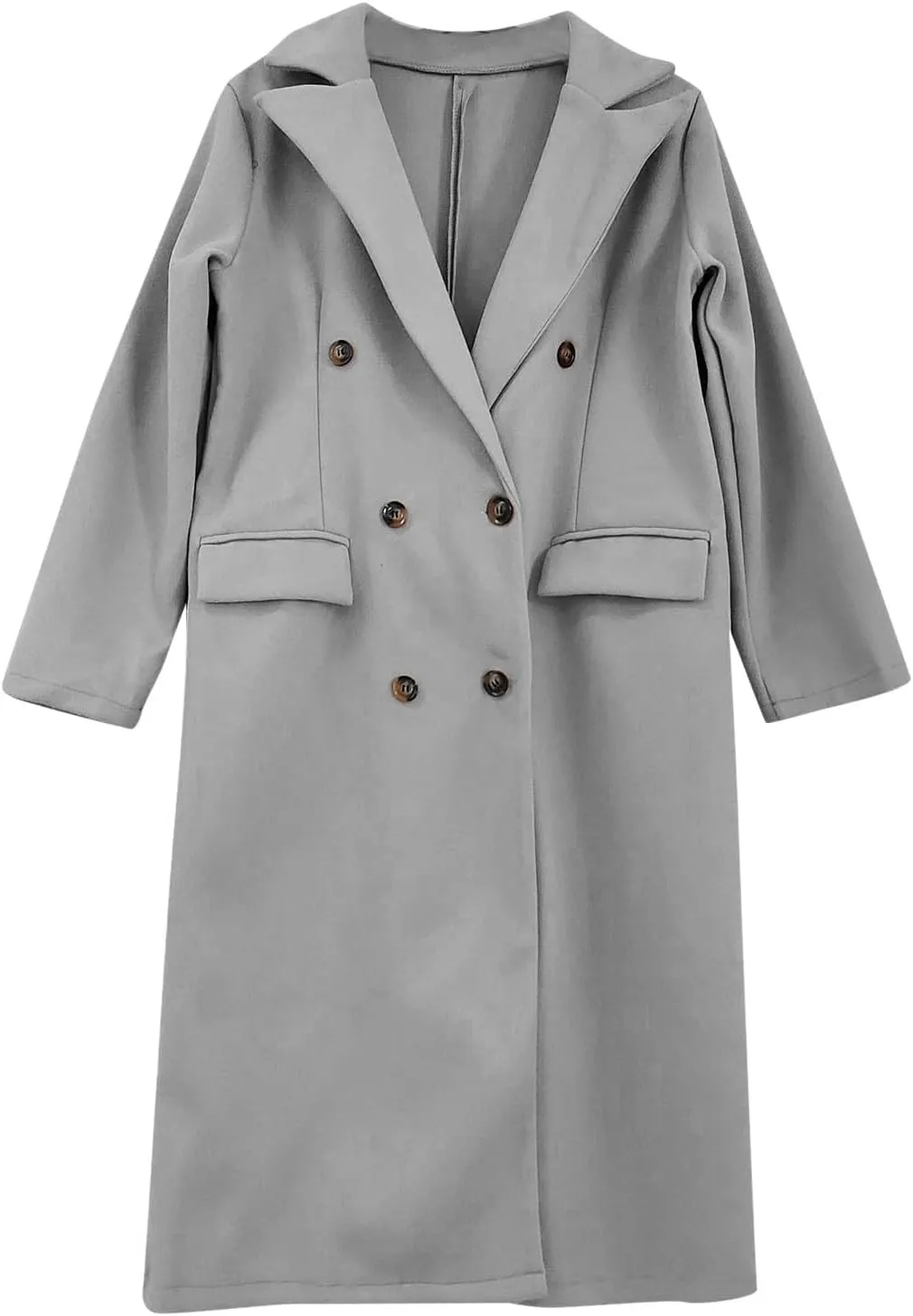 Wool Blend Coats for Women Elegant Double Breasted Long Pea Coats Fall Fashion Winter Notched Lapel Jackets Overcoat
