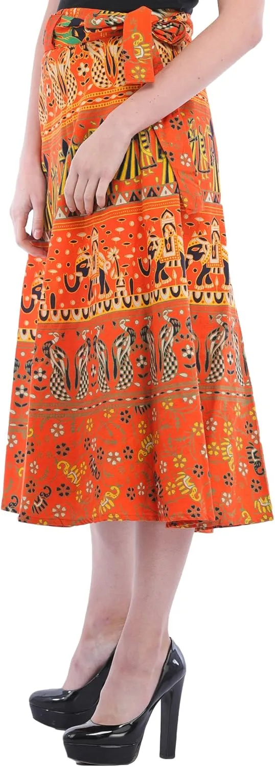 Wrap-Around Sanganeri Skirt with Printed Marriage Procession