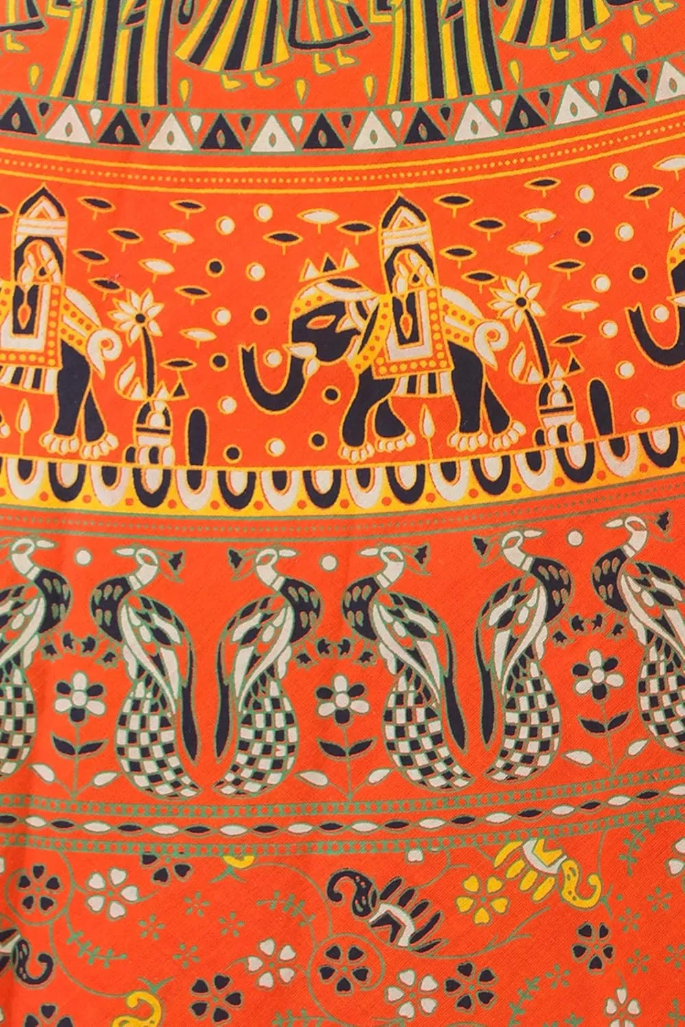 Wrap-Around Sanganeri Skirt with Printed Marriage Procession