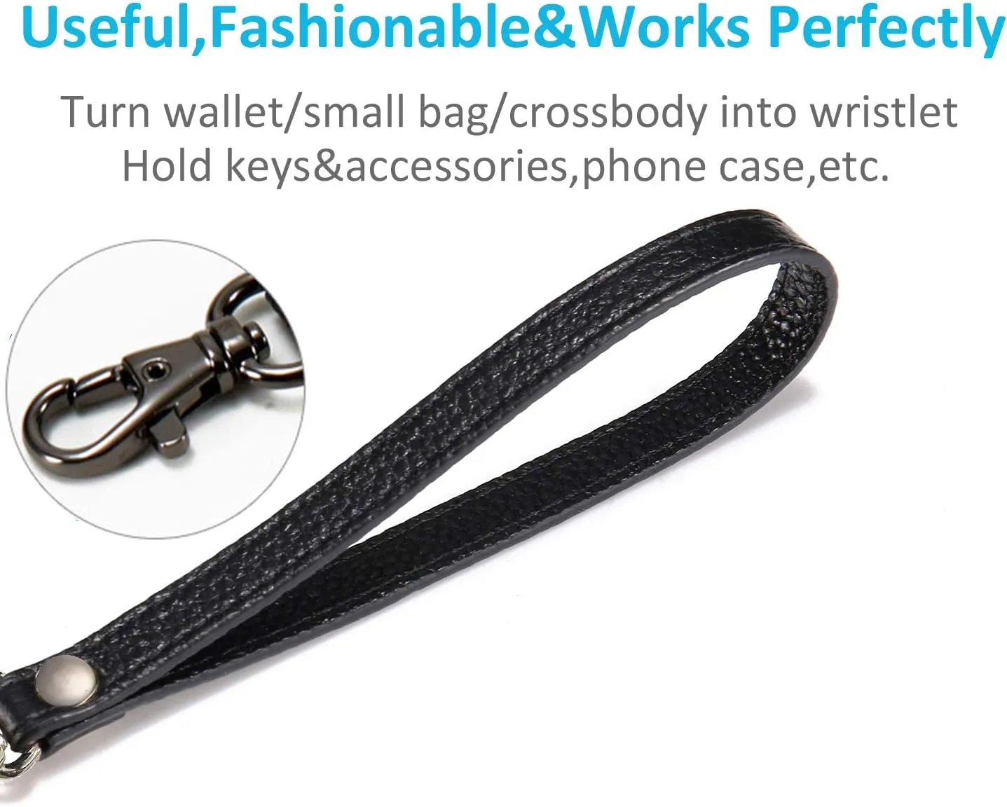 Wristlet KeyChain Strap for Wallets Bag Keys Phone Case Wristlet Strap Genuine Leather Strong&Sturdy
