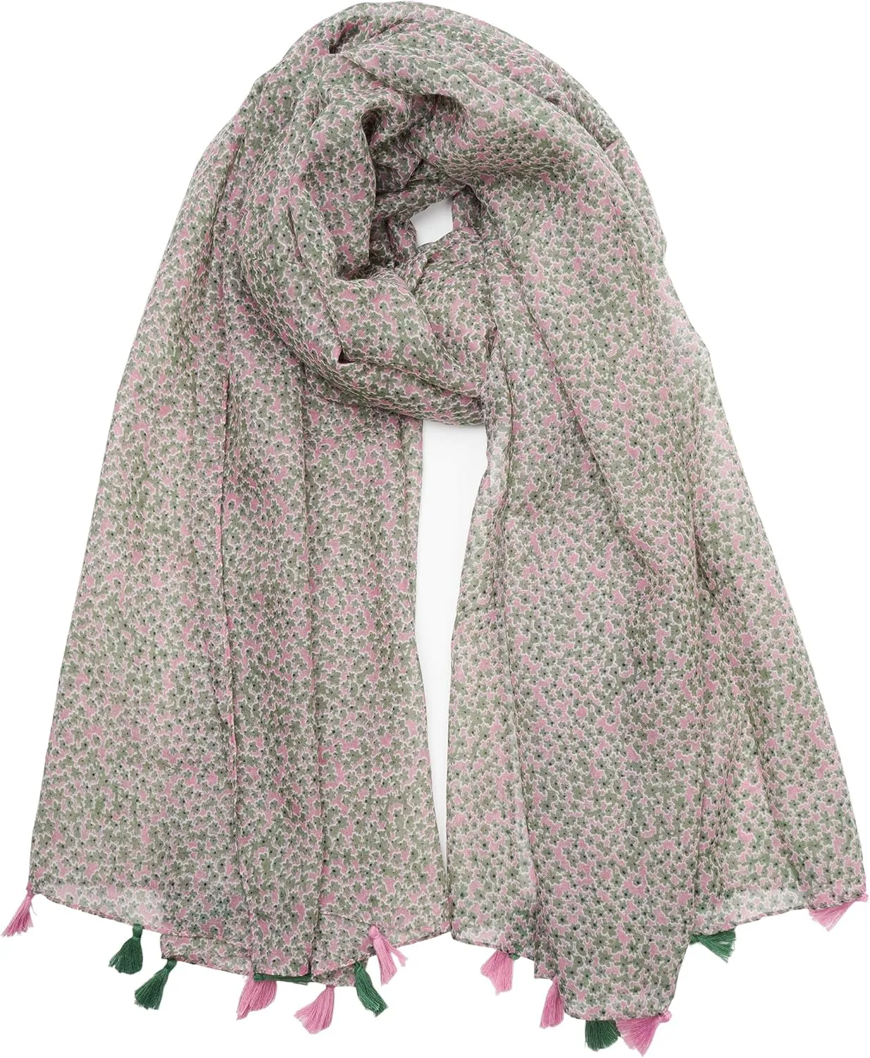 YOUR SMILE Large Boho Scarf for Women Lightweight Floral Printed Scarves Fall Winter Fashion Fringed Shawl wraps